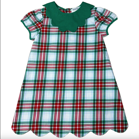 Ishtex-RED/GREEN PLAID DRESS