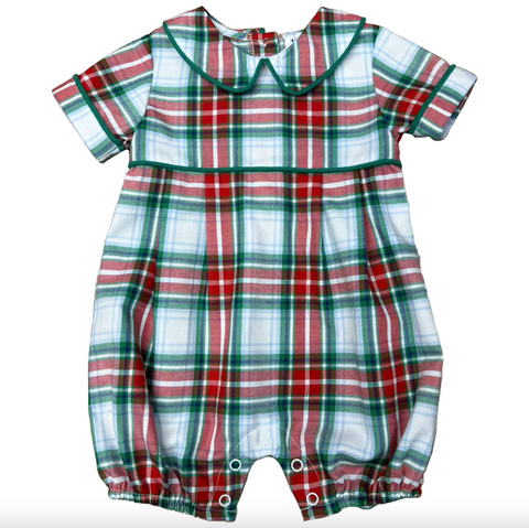 Ishtex-RED/GREEN PLAID BOY'S ROMPER