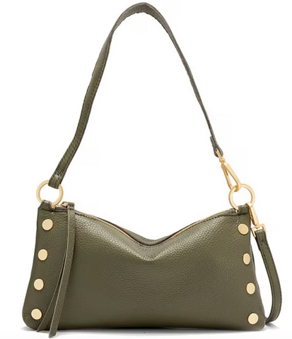 Hammit- Kyle Leather Brushed Gold Red Zip Shoulder Bag