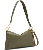 Hammit- Kyle Leather Brushed Gold Red Zip Shoulder Bag