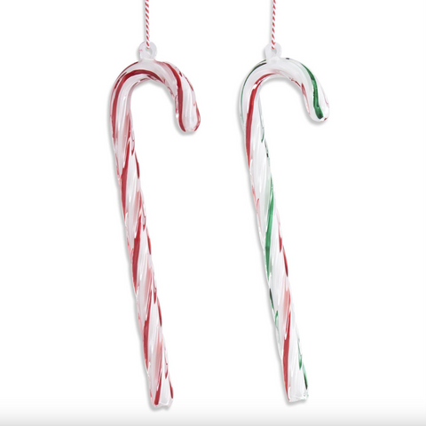K and K - Assorted Blown Glass Candy Cane Ornaments