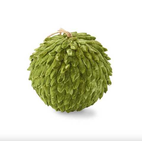 K and K- 6 Inch Green Petal Leaf Ball Ornament