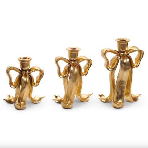 Raz- 9" Bow Candlesticks Set of Three