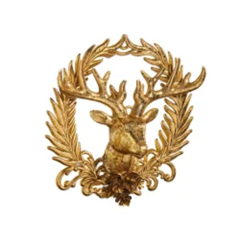 Raz-6" Deer with Wreath Emblem Ornament