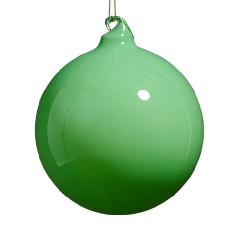 Raz- 4" Green Opaque Blown Glass Ball Ornament