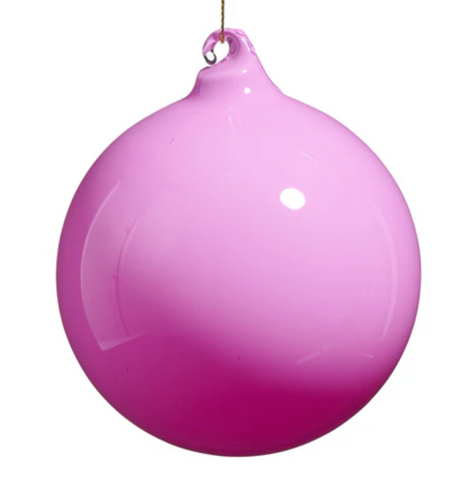 Raz- 4" Pink Opaque Blown Glass Ball Ornament