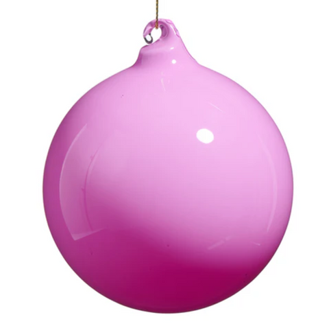 Raz- 5" Pink Opaque Blown Glass Ball Ornament