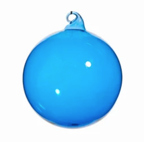 Raz- 4" Blue Opaque Blown Glass Ball Ornament