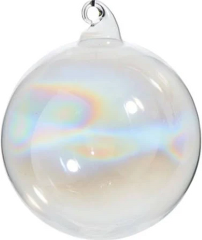 Raz- 4" Iridescent Sheer Blown Glass Ball Ornament