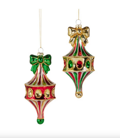 Raz- 6" Red Green Fairground Finial Ornament
