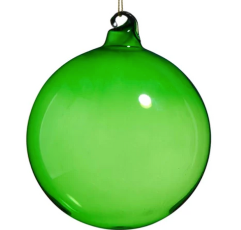 Raz-5" Green Sheer Blown Glass Ball Ornament
