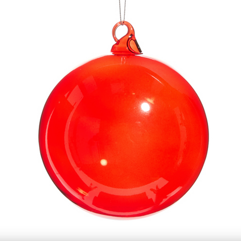 Raz-5" Red Sheer Blown Glass Ball Ornament