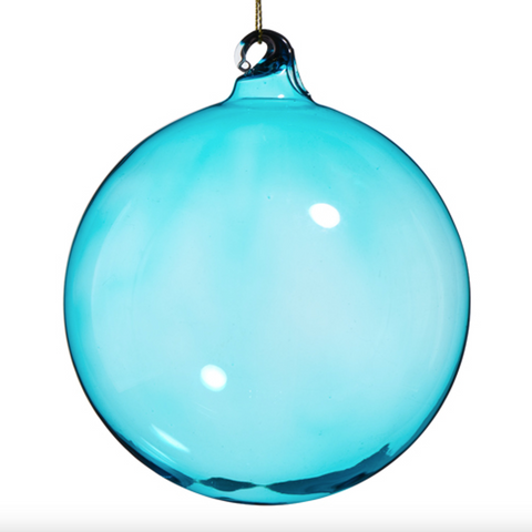Raz- 5" Blue Sheer Blown Glass Ball Ornament