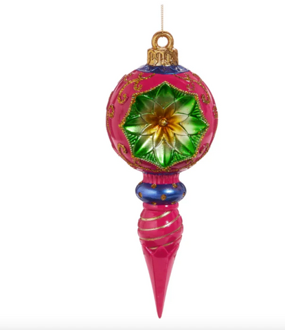 Raz- 10" Mutli Pink Vintage Finial Ornament