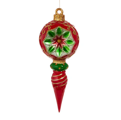 Raz- 10" Red and Green Vintage Finial Ornament