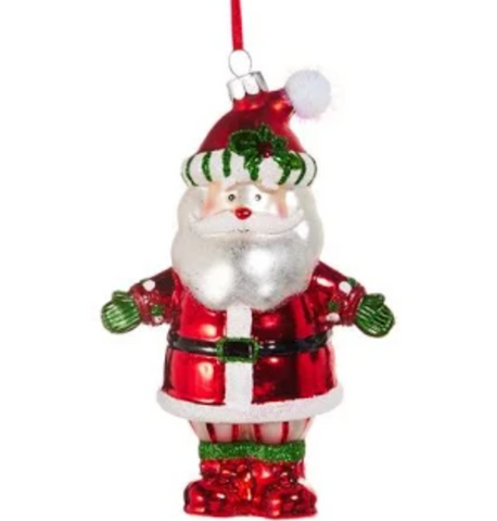 Raz- 6" Holly Day Santa Ornament