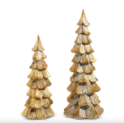 Raz- 17.5" Rustic Gold Trees- Set of Two