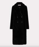 Esqualo-Coat shawl collar fake fur- Black