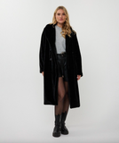 Esqualo-Coat shawl collar fake fur- Black