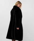 Esqualo-Coat shawl collar fake fur- Black