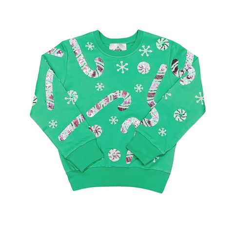Belle Cher-Candy Cane Teal Sweatshirt
