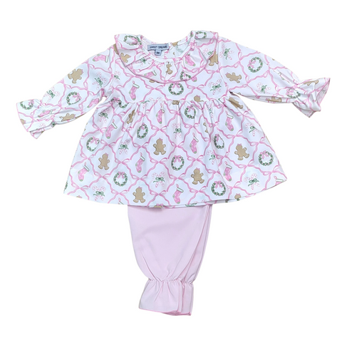 Sweet Dreams-CHRISTMAS BOW TRELLIS PRINT PANTS SET