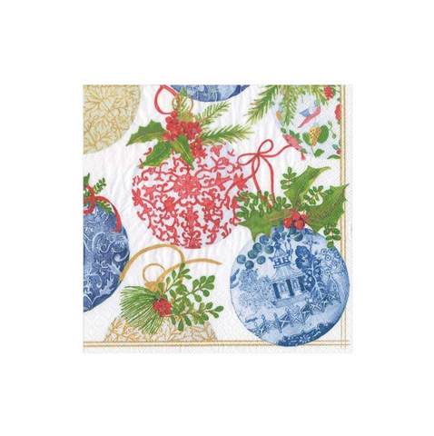 Caspari-Porcelain Ornaments Paper Cocktail Napkins - 20 Per Package