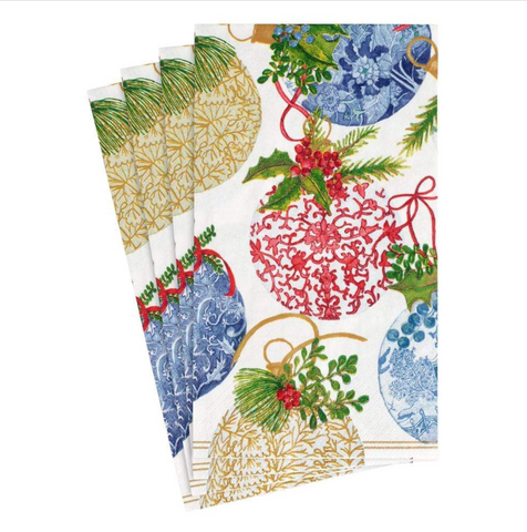 Caspari-Porcelain Ornaments Paper Guest Towel Napkins - 15 Per Package