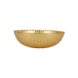 Vietri-Rufolo Glass Gold Basketweave Small Serving Bowl