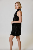Design History-Black Sequin Halter Dress with Tie