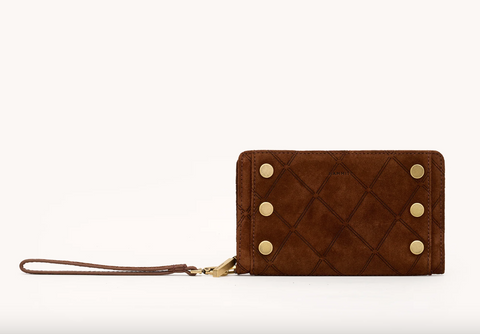 Hammit-Bryant Wallet sml Chocolate Diamond Suede/Antique Gold