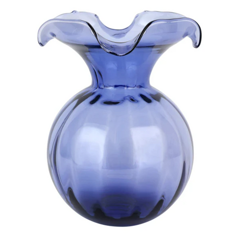 Vietri-Hibiscus Glass Indigo Medium Fluted Vase