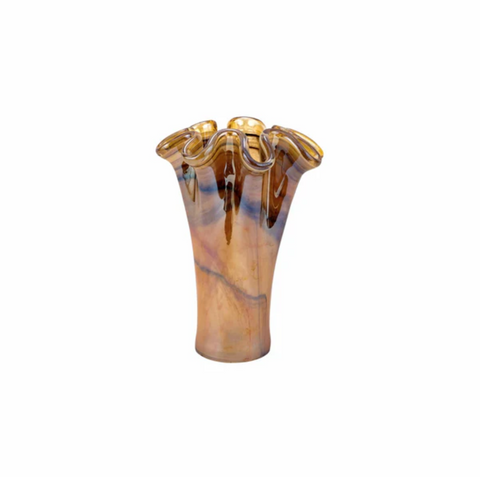Vietri-Onda Glass Tortoiseshell Short Vase