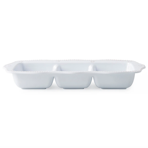 Juliska-Berry & Thread  Melamine 14" Triple Section Server - Whitewash