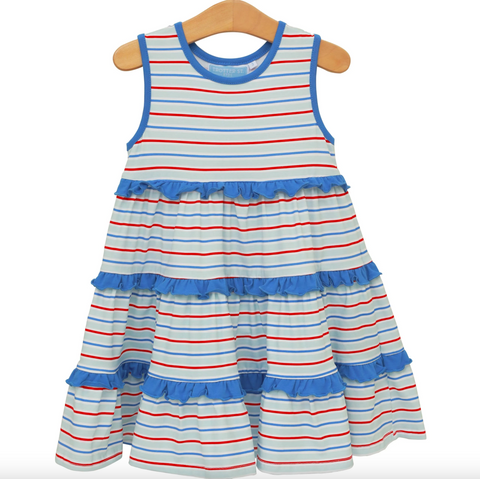 Trotter Street-Tinsley Twirl Dress- Patriotic Stripe