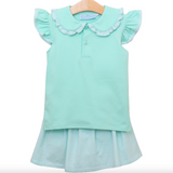 Trotter Street-Camilla Skort Set- Mint Stripe