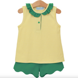 Trotter Street-Nora Short Set- Yellow Stripe/Green