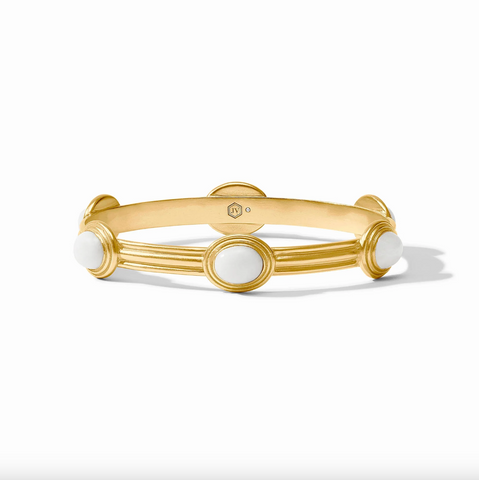 Julie Vos- Portofino Stone  Bangle-White Jade- M