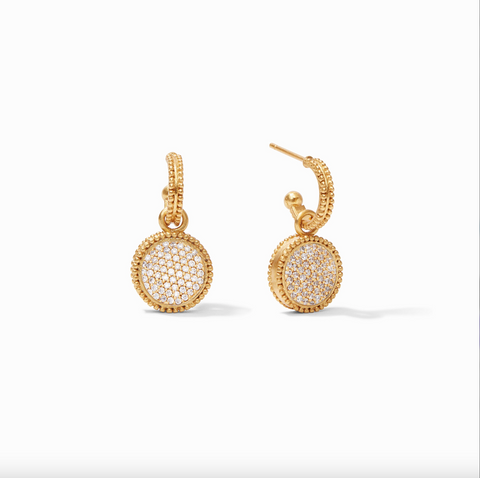 Julie Vos-Fleur-de-Lis Hoop & Charm Earring-Pavé Cubic Zirconia