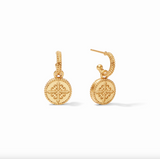 Julie Vos-Fleur-de-Lis Hoop & Charm Earring-Pavé Cubic Zirconia