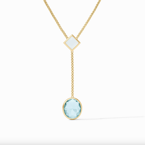 Julie Vos- Jolie Lariat Necklace-Aquamarine Blue