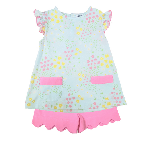 Ishtex-FLOWER GIRL'S SHORTS SET