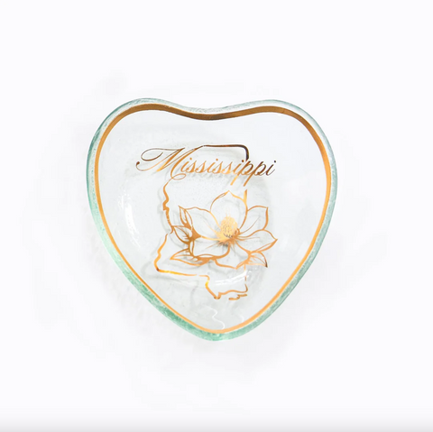 AnnieGlass- 5" HEART BOWL - MISSISSIPPI