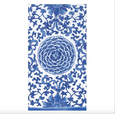 Caspari- Indigo Garden Blue/White Guest Towel