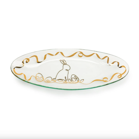 AnnieGlass-Bunny Oval Tray