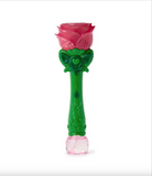 Two's Company- Pink Rose LED Illuminating Bubble Wand Blower with Refillable Bottle and Solution