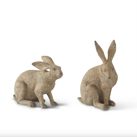K&K- Weathered Gold Speckled Resin Garden Rabbits