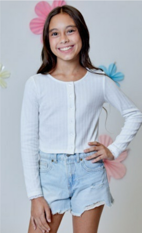 Design History Girls- White Cardigan