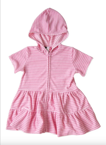 Banana Split- Pink Stripe Swim Cover Up