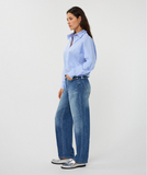 Esqualo-Blouse striped cropped batwing